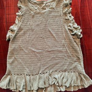 Green Knit Ruffle Sweater